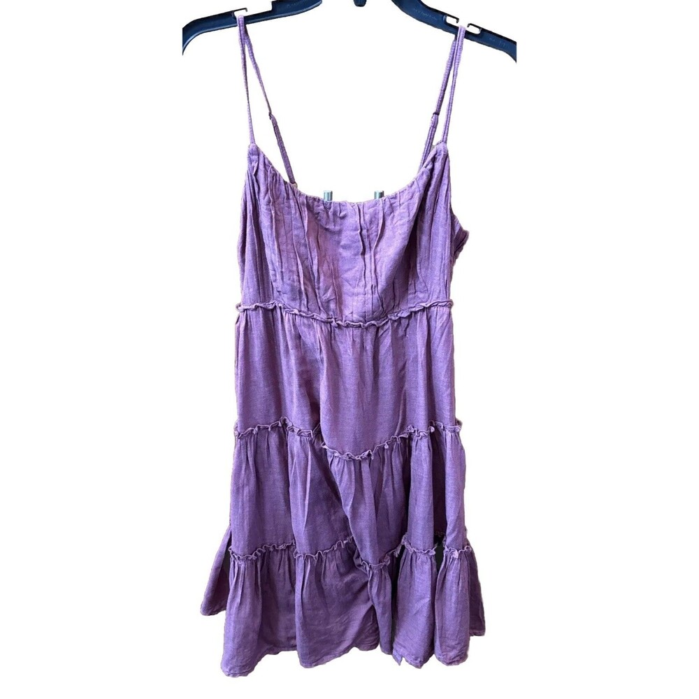 Lucky Brand Dress Mauve Pink Women M Tiered Ruffle Mini Straps Lined Cotton